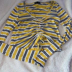 yellow striped crop top